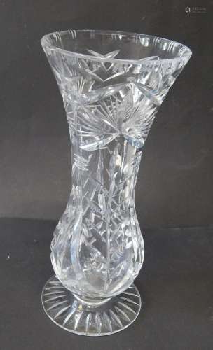 Flower vase,crystal glass,hand cut,height ca.26,5cm,bumped
