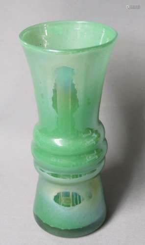 Heavy flower vase with green overlay,1970s/80s,height ca.28c...