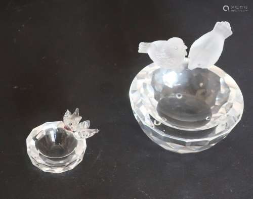 2 different,small glass bowls,crystal glass,probably partly ...
