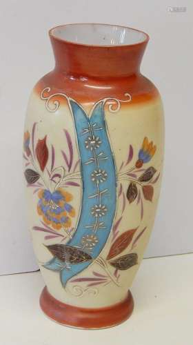 Flower vase,floral decorated,opaline glass,around 1920,heigh...