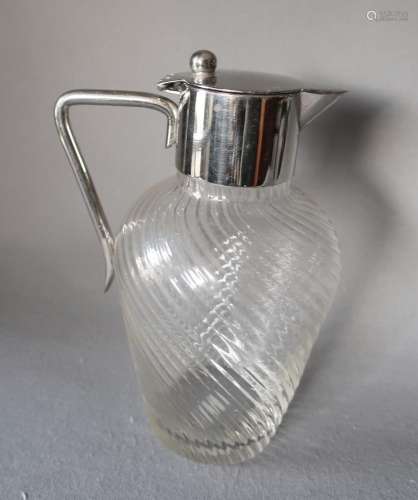 Small handle carafe with silver mplated mount,height ca.16,0...