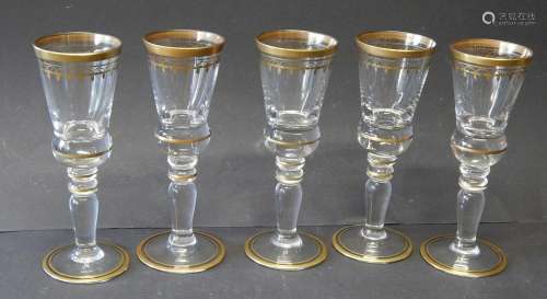 Convolute 5 glasses with gold painting,around 1920/30,height...