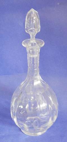 Bellied carafe,crystal glass,hand cut,height ca.29cm