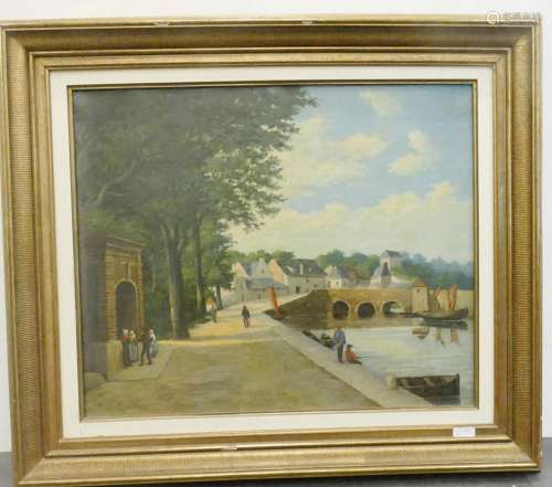 Romantic canal view with figure staffage