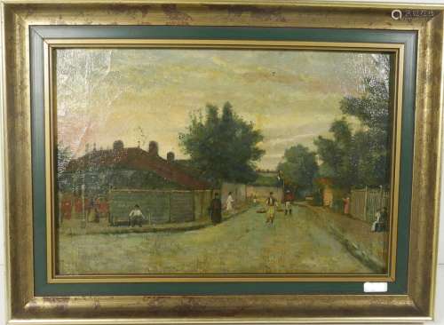 Russian village scene with figures