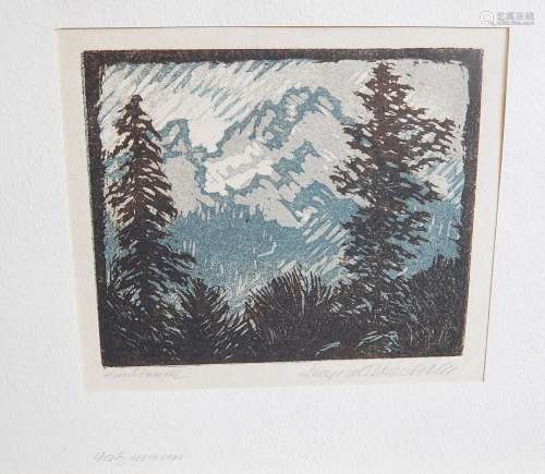 Leopold Wächtler(1896-?) "Mountain landscape with Watzm...