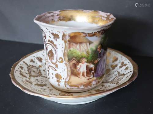 Large coffee cup with saucer