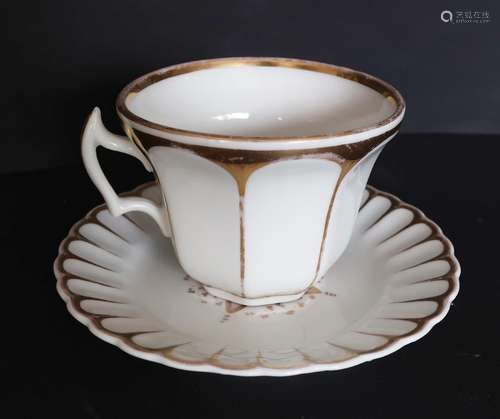 Large coffee cup with saucer