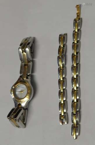 Ladies wrist watch with quartz movement and with matching ma...