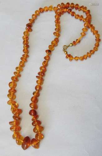Necklace with amber stones