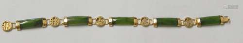 Bracelet with jade elements probably Chinese characters