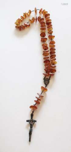 Rosary with amber stones and cross