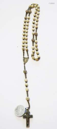 Rosary with oval leg beads and with a bronze cross pendant