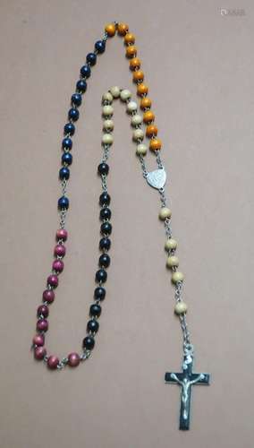 Rosary with different colored wooden beads