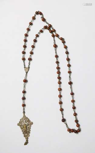 Rosary with wooden beads and finely crafted cross pendant