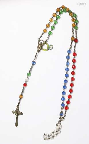 Rosary with colorful beads and a cross pendant