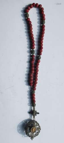 Rosary without cross pendant with dyed and carved leg beads ...