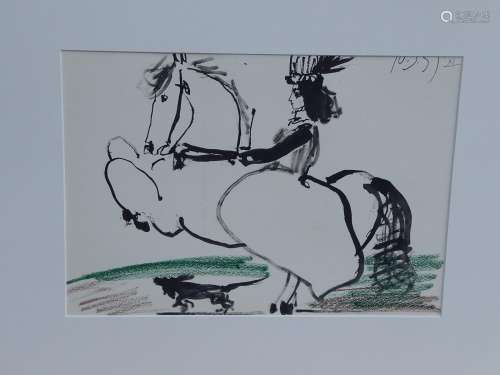 Pablo Picasso (1881-1973) "Jacqueline en tenu de chasse...