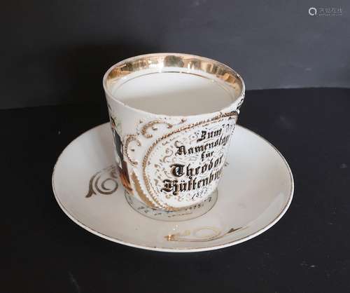 Commemorative cup with saucer "Zum Namenstage für Theod...