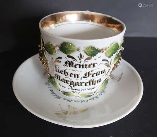 Reserve cup with saucer "Meiner lieben Frau Margaretha ...