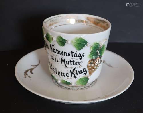 Reserve cup with saucer "Zum Namenstage für m./l.Mutter...