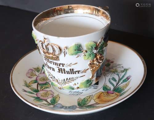 Reserve cup with saucer "My dear mother"