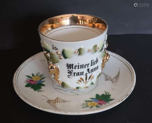 Reserve cup with saucer "My dear wife Anna"