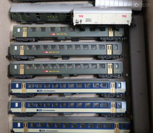 Mixed lot of 7 passenger cars and 3 freight cars of the bran...