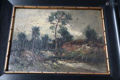 "Romantic Landscape", oil on painting cardboard, i...