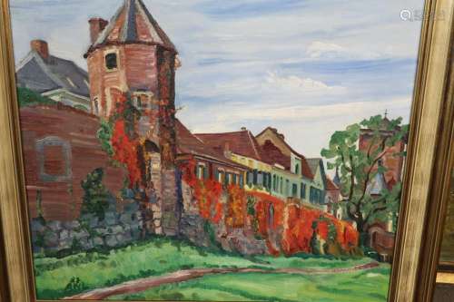 "View of Dormagen with city wall",oil on canvas,mo...