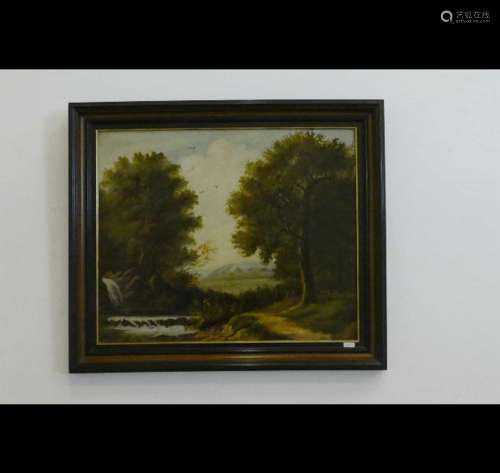 "Romantic landscape",oil on canvas,signed J.Maeck,...