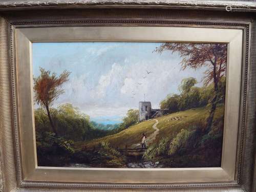 "Romantic landscape with castle and figure staffage&quo...