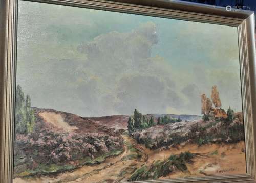 "Heath Landscape",oil on canvas,signed Wershofen,d...