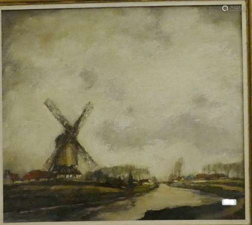 Joost Tack "Flemish landscape with windmill",oil o...