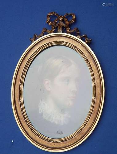 "Portrait of a girl",pastel,framed behind glass,pr...