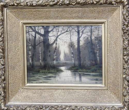 Eduard Hein (1854-1918) "Moorland with birches", o...