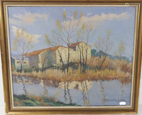 L. Van Meerbeck "Landscape in Languedoc",oil on ca...
