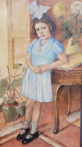 F.Sonntag "Girl with bow",oil on wood,signed and d...