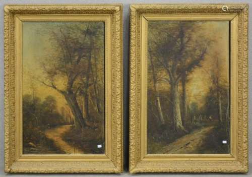 Pair "Romantic landscapes with figure staffage", o...