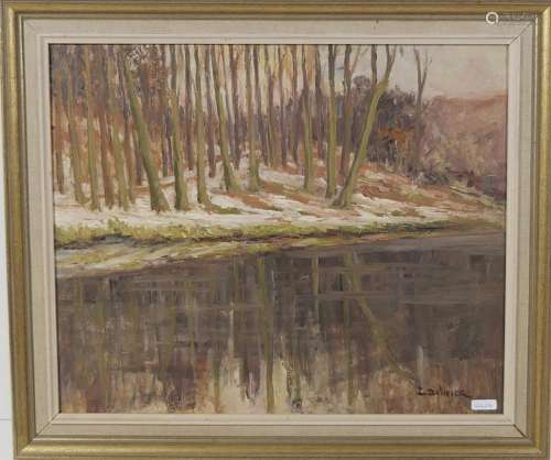 "Seascape in winter",oil on wood,signed L.Duvivier...