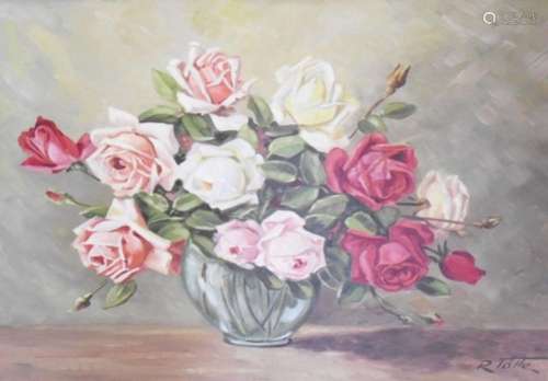 R.Tolle "Rose still life",oil on hardboard,signed,...