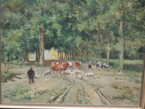 J.H.Begtke "Rural landscape with figures", oil on ...