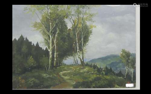 "Eifel landscape", oil on wood, probably unsigned,...