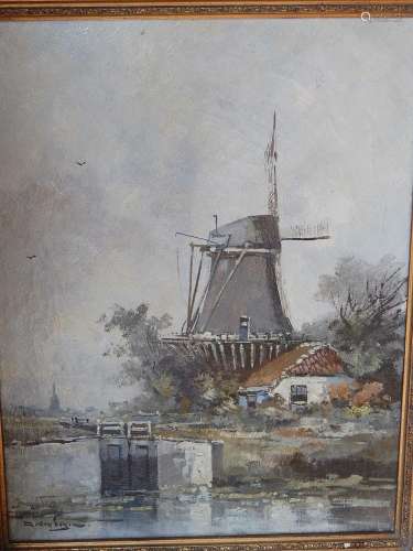 "Dutch landscape",oil on canvas,illegibly signed,c...