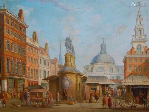 "View Stock Market London",oil on canvas, inscribe...