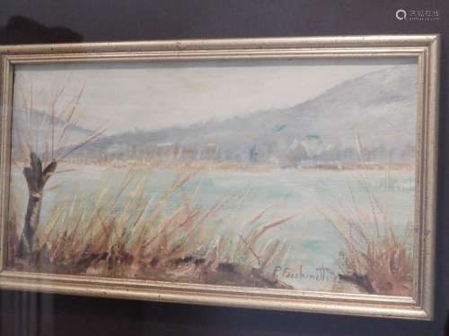 "Seascape with reeds",oil,signed P.Foechinetti,dat...