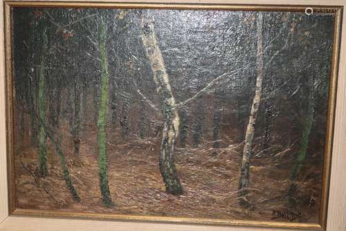 "Forest landscape",oil on painting board,signed A....