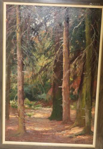 A.Bell "Forest Landscape",oil on hardboard,signed,...