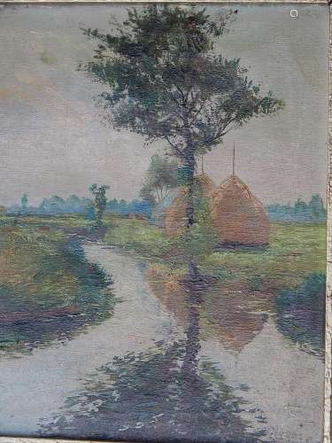 "Hungarian river landscape",oil on canvas,illegibl...