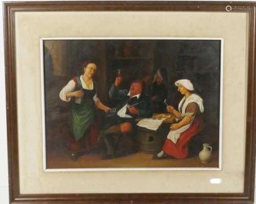 "Inn with figure staffage",oil on wood,unsigned,Fl...